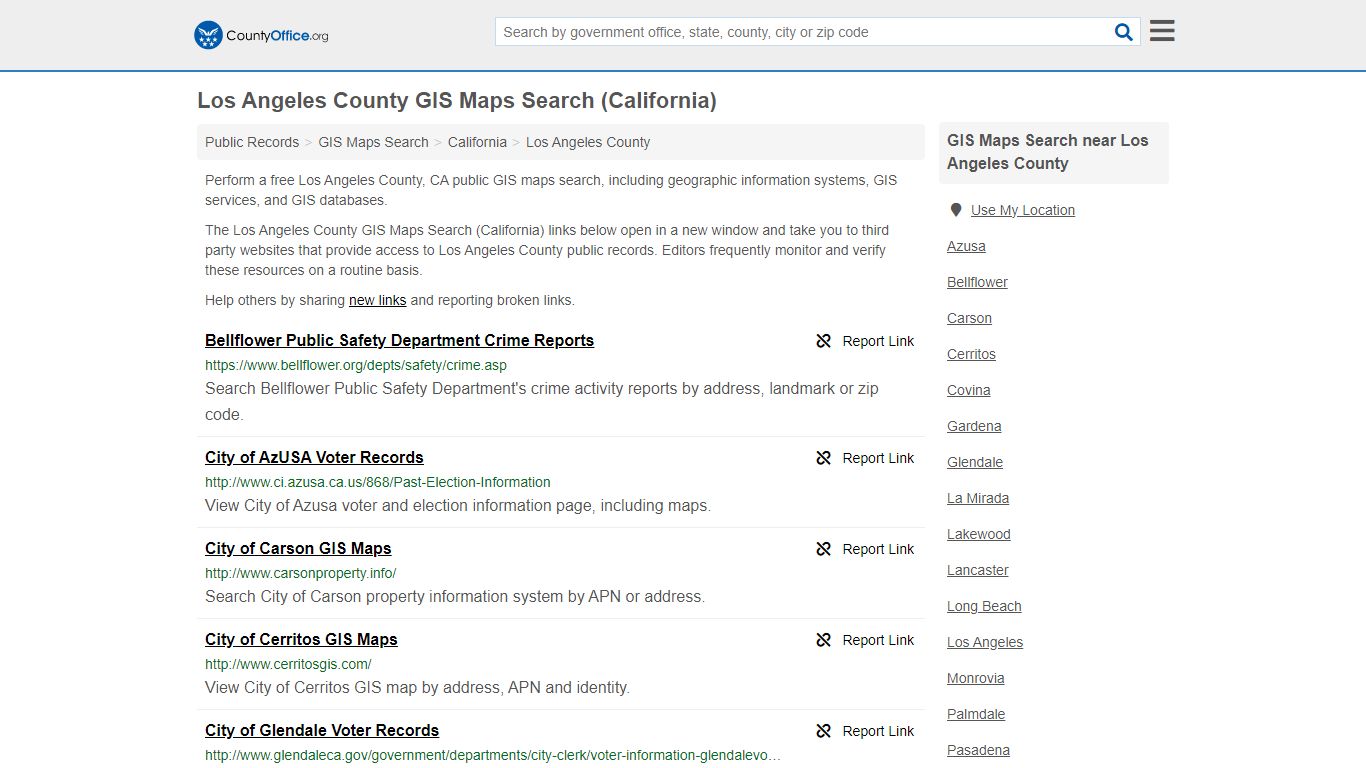 Los Angeles County GIS Maps Search (California) - County Office